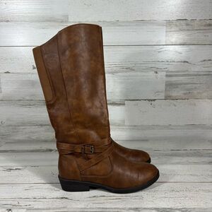 Baretraps Womens‎ Alysha Faux Leather Tall Knee-High Riding Boots Shoes Size 5.5